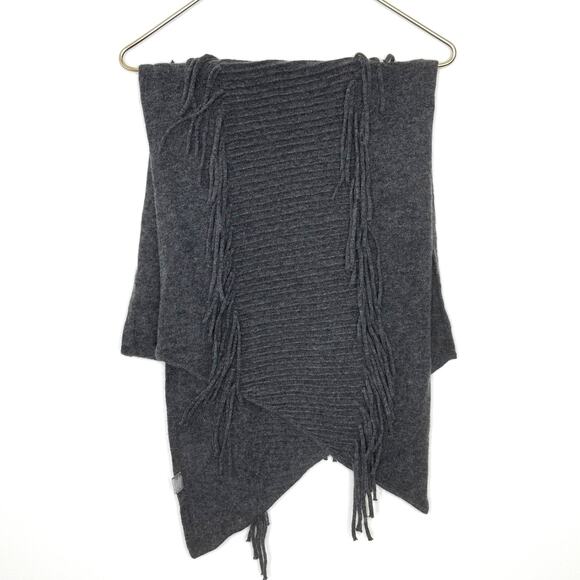 Tilo grey fringe wool/cashmere scarf - Picture 1 of 9